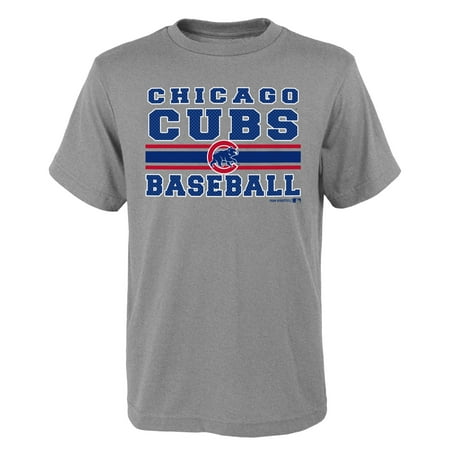 Cub Lo Boy - MLB Chicago CUBS TEE Short Sleeve Boys OPP 90% Cotton 10% Polyester Gray Team Tee 4-18