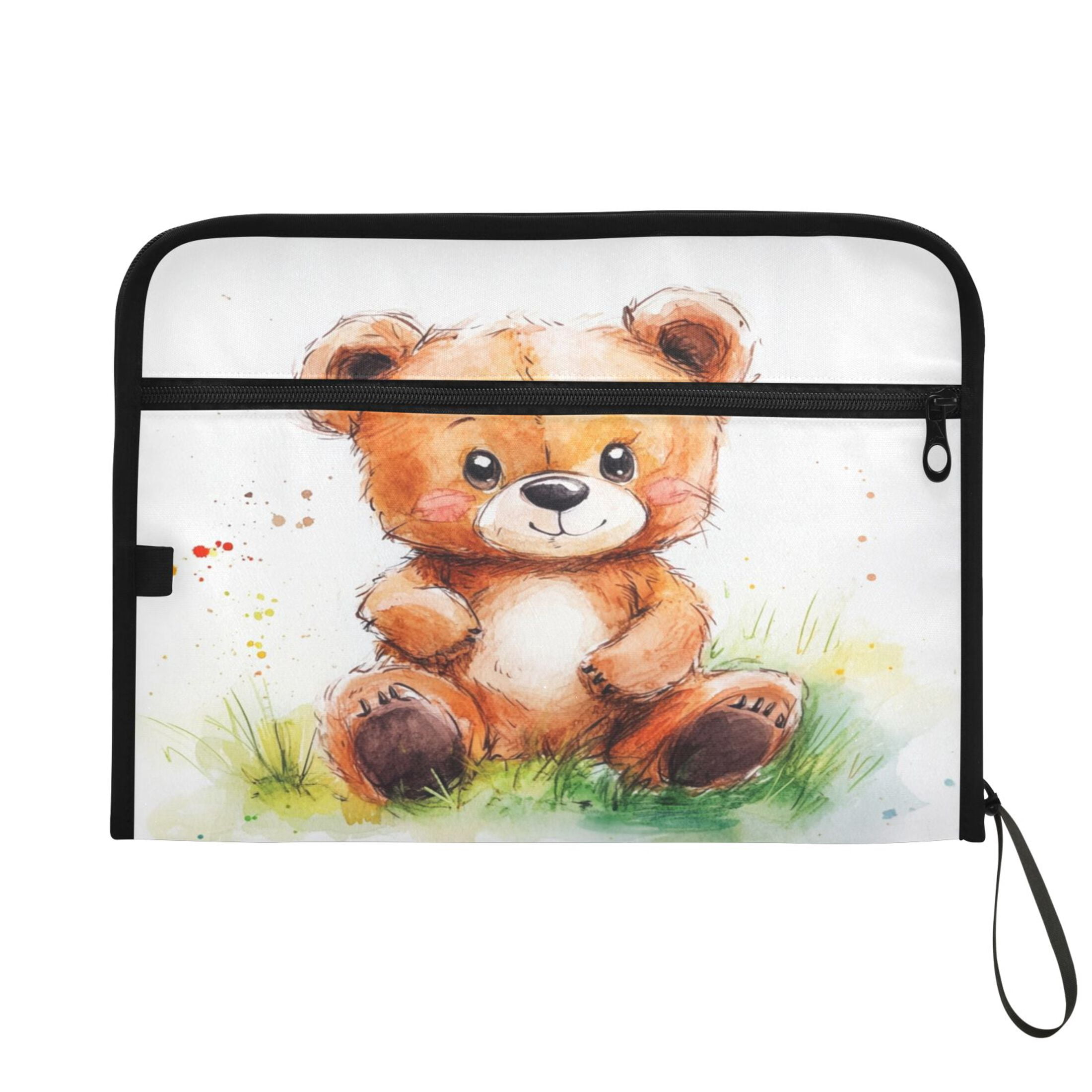Organ Folder 14.2 x 0.8 x 10.6 Inches 13 Separate Pockets A4 Size Documents Folder A Sort Storage File Manager For The Home Office Cartoon Watercolor Bear