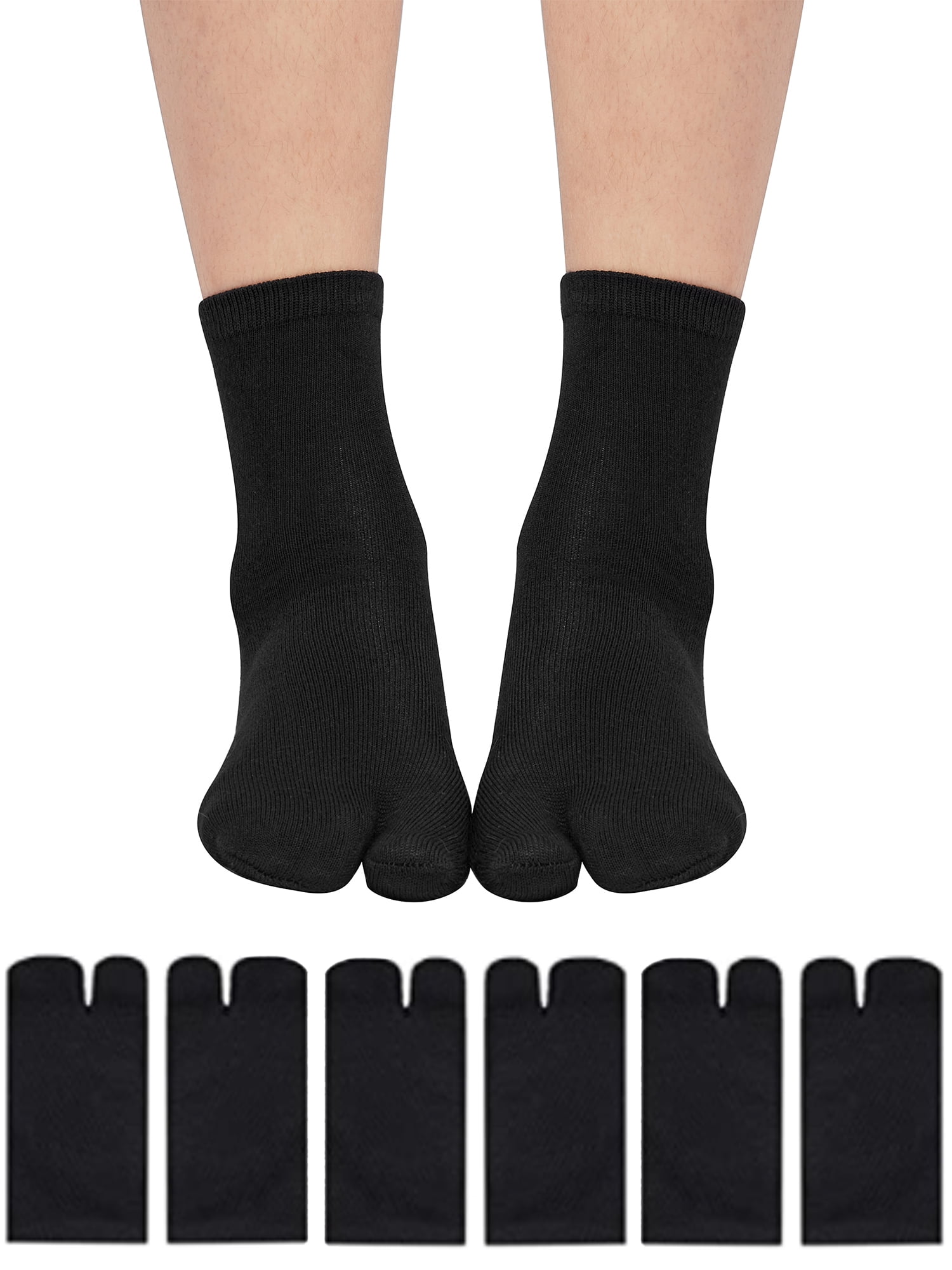 3 Pairs Thick FlipFlop Mens Toe Socks Crew Ankle Length Toe Socks