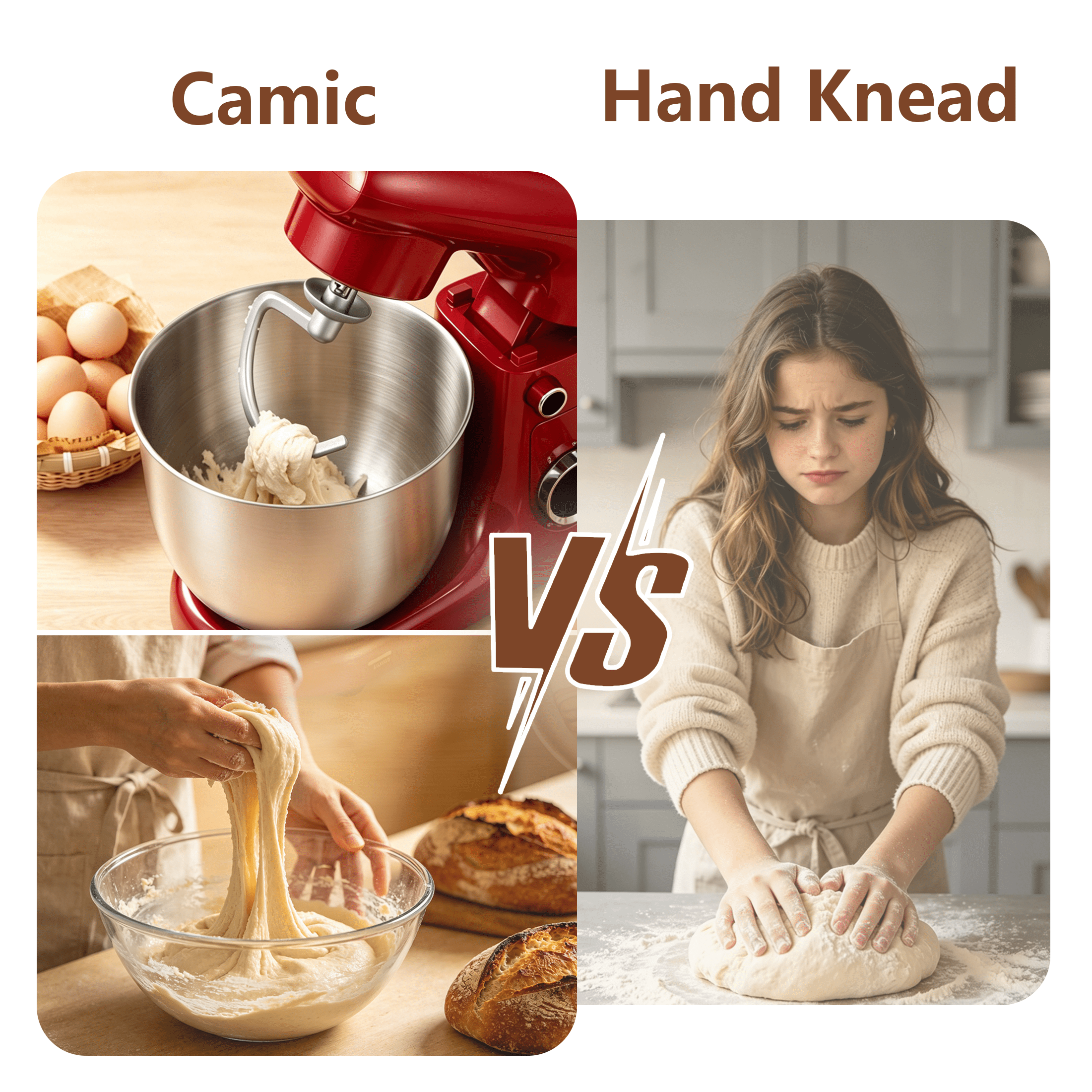SeaSpark 3-in-1 Stand Mixer, 5.5 QT Tilt-Head 10-Speed Electric Stand Mixer, Food Mixer with Dough Hook, Beater, Whisk, Red