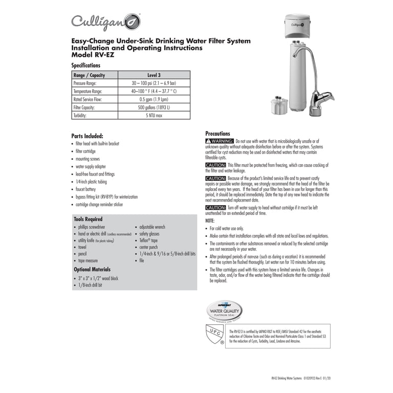 Culligan Under Sink Water Filter Replacement Cartridge photo 5