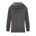 thumbnail image 6 of AXXD Gray Basic Work Shirts for Women Summer 2024 Casual Solid Color Hooded Button Round Neck Long Sleeved Loose Top, 6 of 7