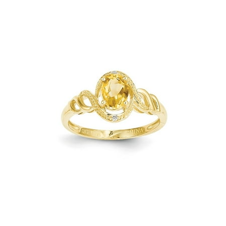 - 10kt Yellow Gold Citrine Diamond Band Ring Size 7.00 Stone Birthstone November Oval Style Fine Jewelry Ideal Gifts For Women Gift Set From Heart