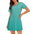 thumbnail image 1 of Saiise Chemise de Nuit à Manches Courtes Motif Pailleté Turquoise pour Femmes Col Rond Mignonne Robe de Nuit Confortable, 1 of 6
