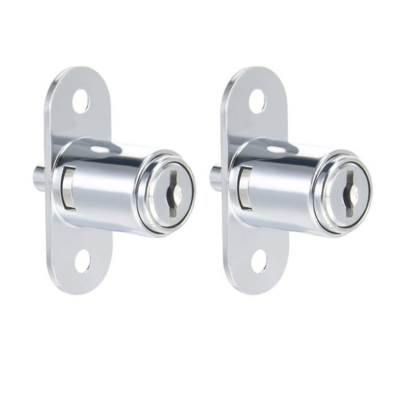 Uxcell Push Plunger Lock 19mm x 23mm Cylinder Zinc Alloy Keyed Different 2Pcs