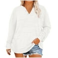 thumbnail image 2 of Fnooota Women's Sweatshirt, Plus Size Knitted Loose Casual V Neck Long Sleeve White ,3XL, 2 of 5