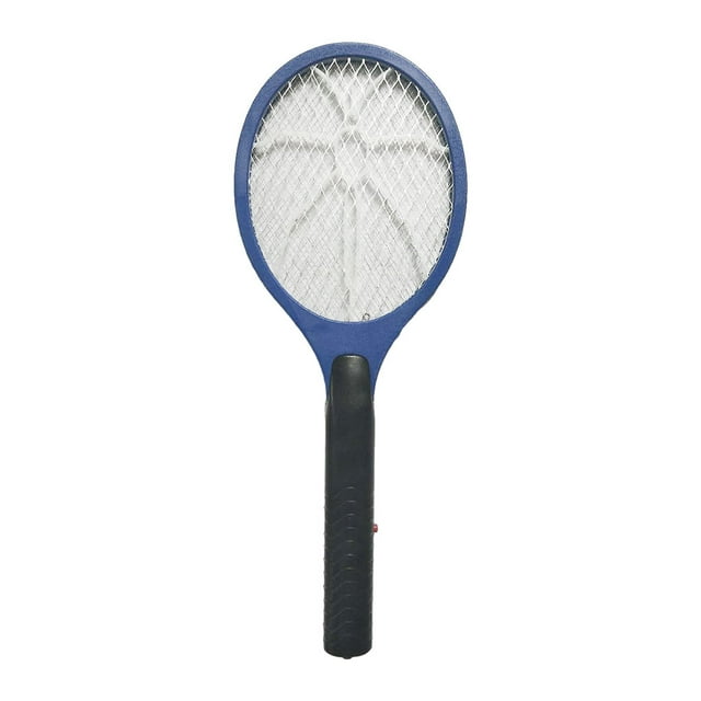 Shengyu Électrique, Swatter, Électrique à 3 Couches en Maille, Raquette Anti-Insectes, Long Manche Sans Fil, Bleu à Piles