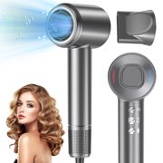 Posrue High-Speed Hair Dryer with 110,000 RPM Brushless Motor and 200 Million Negative Ions, Gray