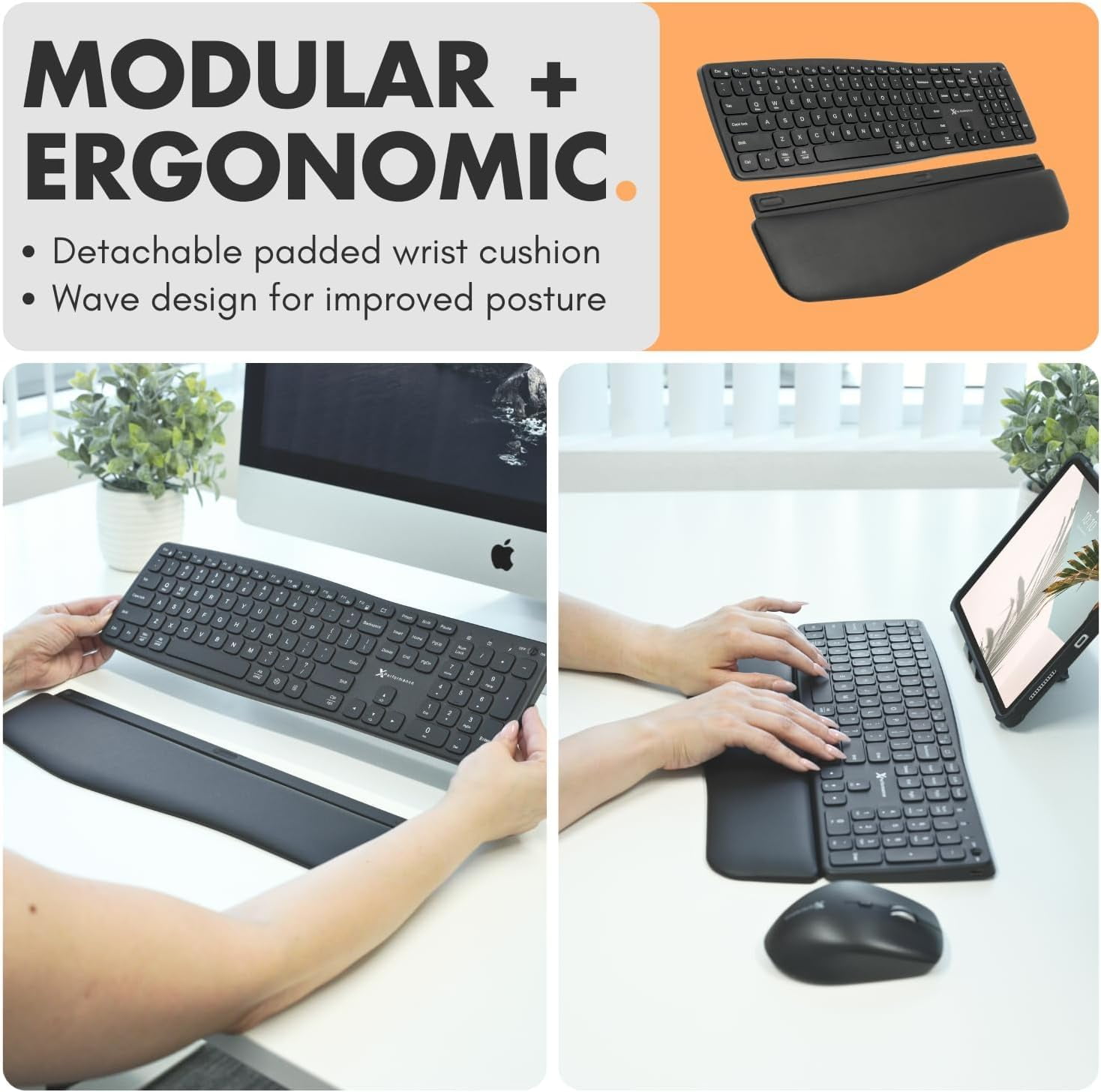 X9 Backlit Wireless Keyboard and Mouse (Bluetooth + 2.4G) Ergonomic Keyboard and Mouse Wireless Combo with Wrist Rest, Rechargeable, Light Up, Full-Size Set for Phone, Computer, Laptop, Windows, Mac
