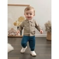 thumbnail image 4 of BemeyourBBs Toddler Baby Boys Button Down Up Shirt Kids Dress Shirts Cotton Solid Spring Fall Winter Clothes Casual Long Sleeve Shirt With Chest Pockets, 4 of 9