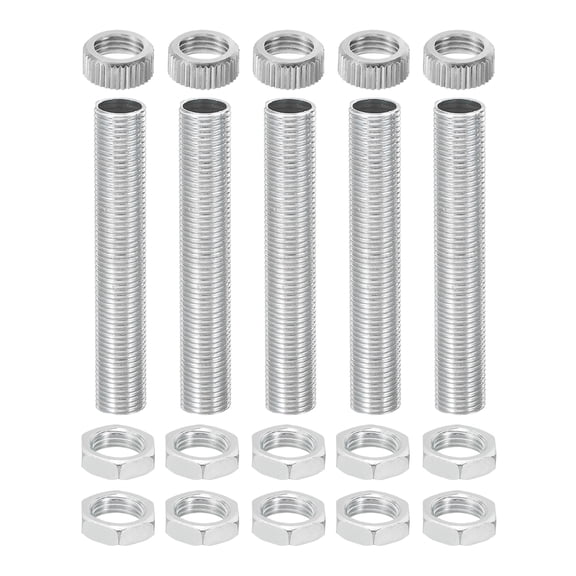 Uxcell G4 Lamp Hardware Fixtures Kit, M10x60mm Lamp Pipe Nipple with Nuts, Pack of 5
