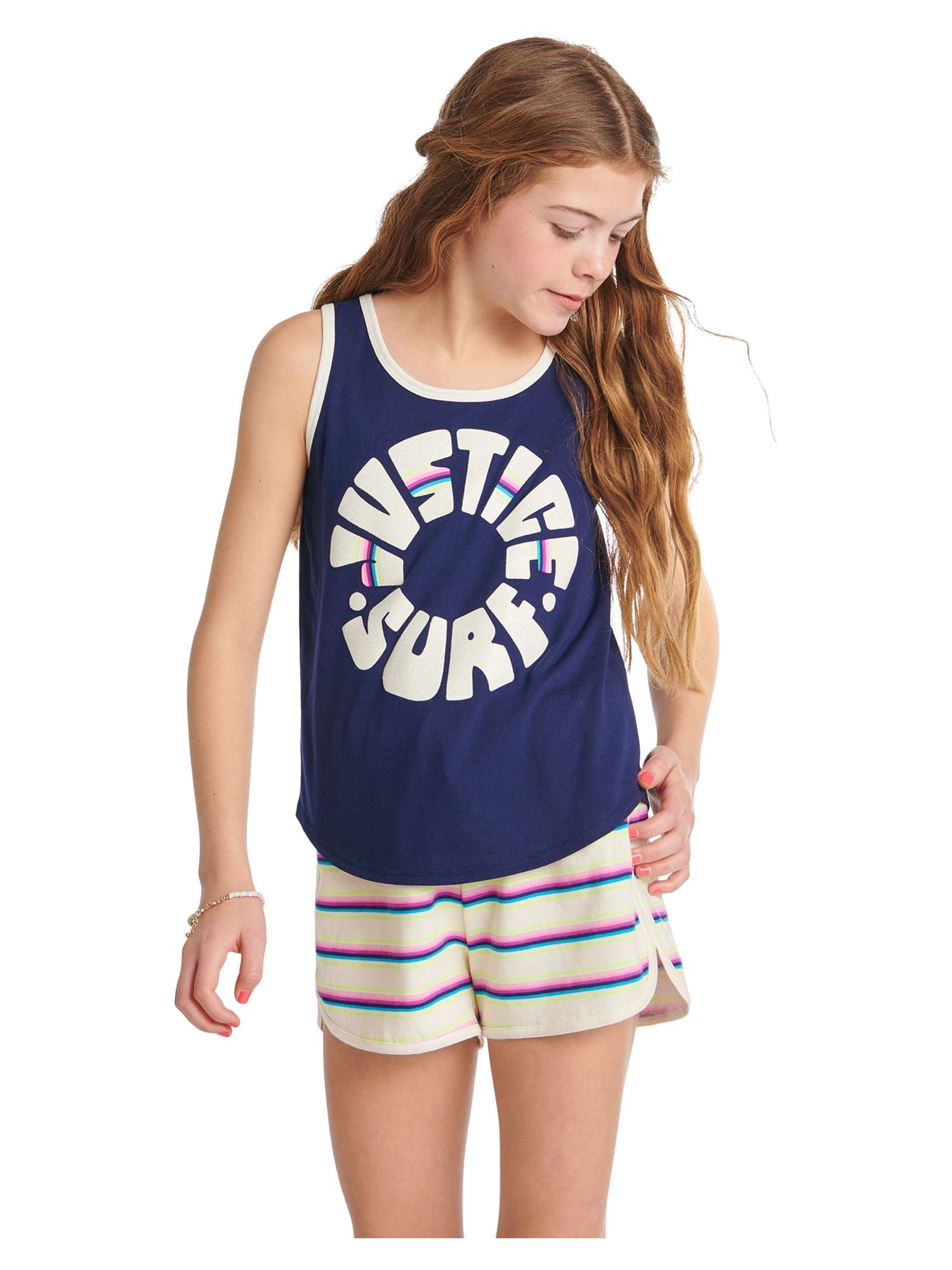 Justice Girls Graphic Tank Set, 3-Piece Pack, Sizes XS(5/6)-XL Plus(16/18 Plus)