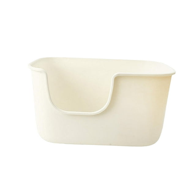 Bunblic High Sided Cat Litter Boxs Large Cat Litter Basin Easy to Clean Cage Kitten Potty Pan for Kitten Small and Medium Cats Rabbit White