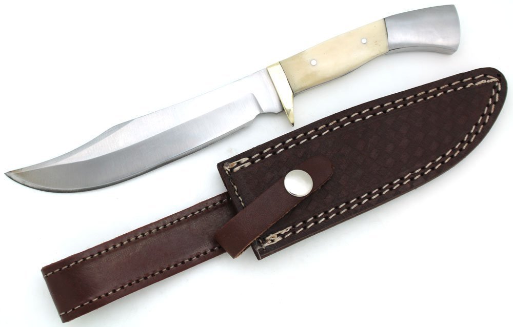 Wild Turkey Handmade Real Bone Handle Full Tang Fixed Blade Hunting Knife
