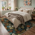 thumbnail image 2 of GENIMO 8'x10' Area Rug for Living Room, Large Machine Washable Non Slip Low Pile Rug for Bedroom Dining Room, Soft Floral, Forest Green, 2 of 7