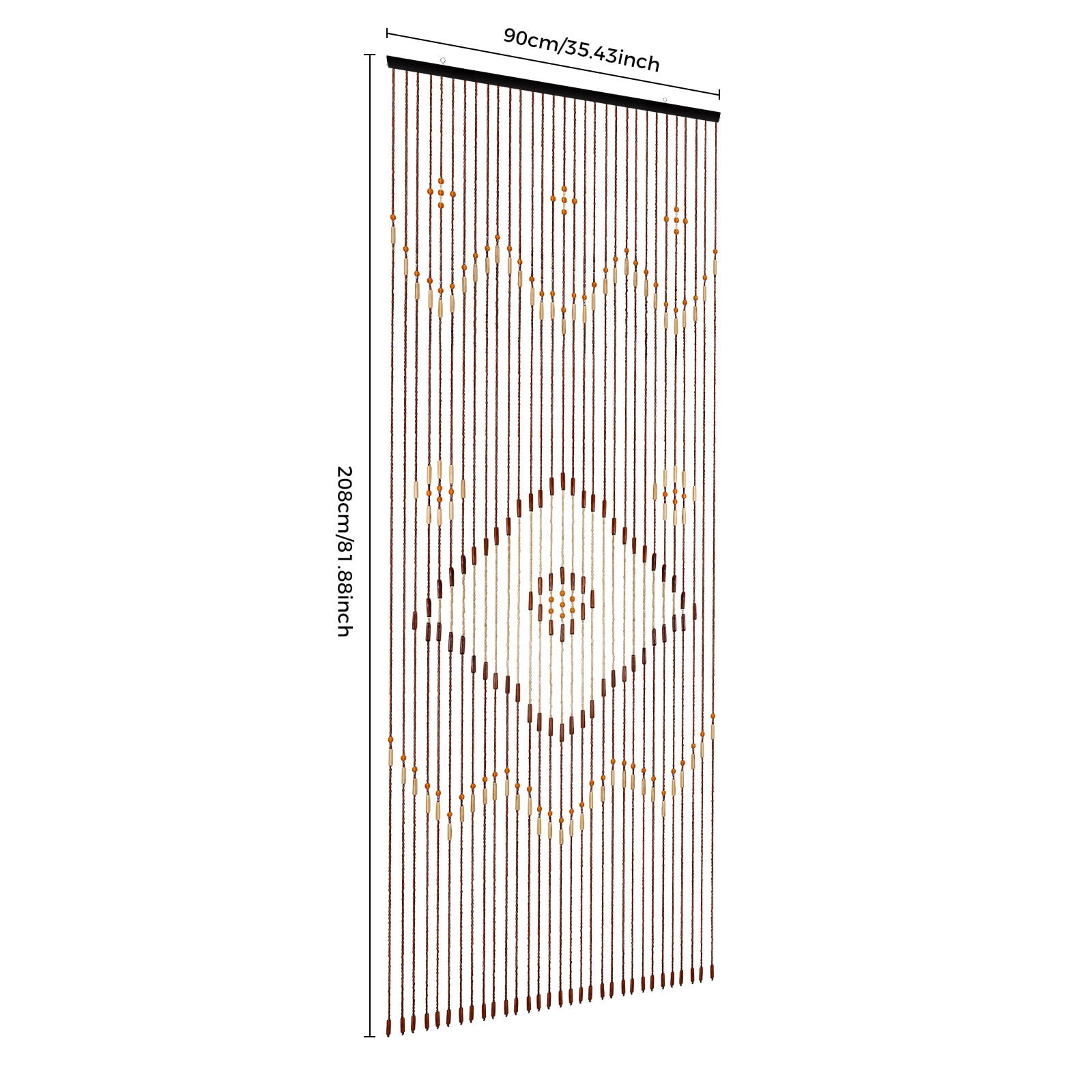 Miumaeov 31 Line Wood Bead String Door Curtain Doorway Blind Screen Room Divider 208*90cm