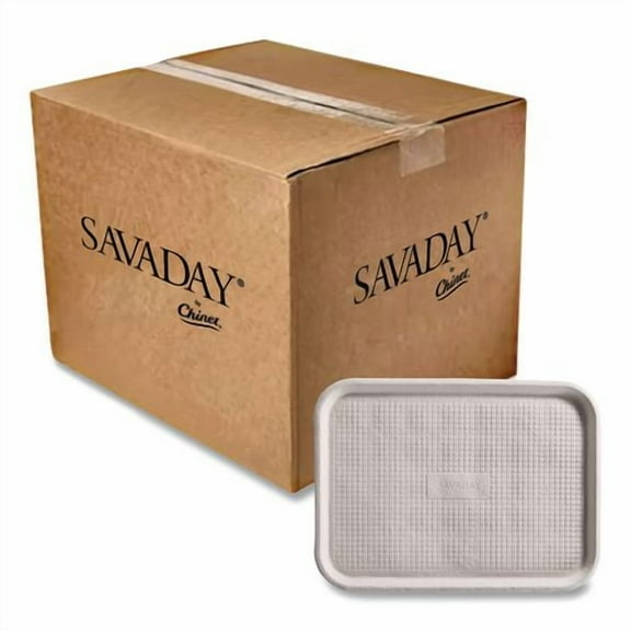 Savaday Molded Fiber Food Trays, 14 x 18, White, Paper, 100/Carton | Bundle of 2