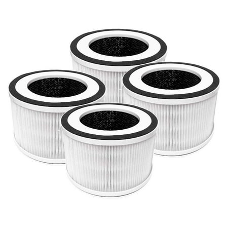 

HeSLehs 3-in-1 HEPA Filter + Carbon Compatible with AFLOIA FILLO HALO MOOKA Allo Air Purifier Honati Miroco Vanaheim and Saki Air Purifier 4 Packs