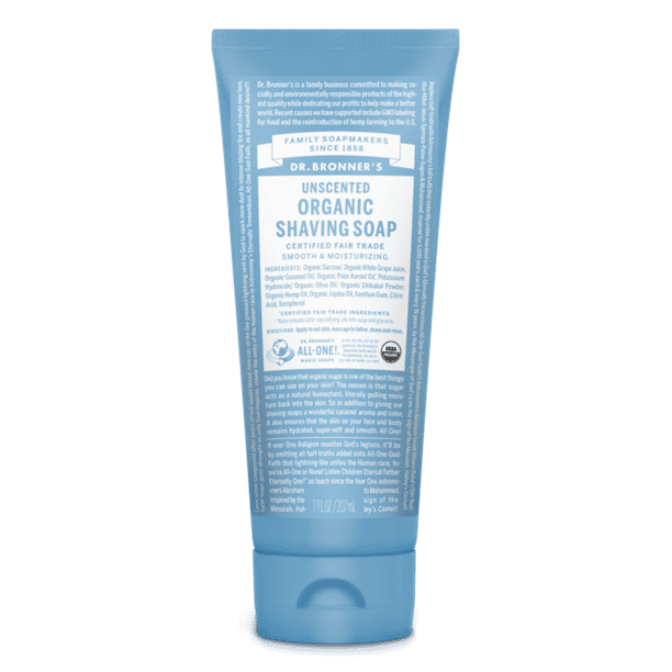 Dr. Bronner's Organic Unscented Shaving Soap 7oz