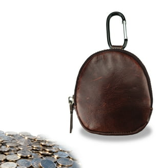 JAJMO LEGACY Men's Mini Coin Purse, Vintage Brown Leather Change