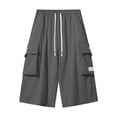 thumbnail image 5 of BUWTTER Mens 3/4 Length Cargo Pants Straight Leg 7 Inch Shorts Drawstring Elastic Waist with Multiple Pockets Grey XXL, 5 of 5