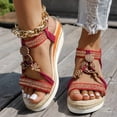 thumbnail image 2 of Women's Elastic Slingback Platform Sandals Lightweight Non Slip Wedge Beach Shoes Comfortable Heeled Slide with Back Strap Red Size 6.5, 2 of 5