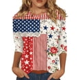 thumbnail image 2 of KDDYLITQ Womens 250 Year American Anniversary Tshirt Liberty 250 Years Birthday Crew Neck T-Shirts 4th July Red White and Blue Freedom Tees National Flag Print Cute 3/4 Sleeve Tops Vermilion M, 2 of 6