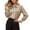 A-Khaki194, variant on Womens Blouse Black White Trim Tie Collar Long Sleeve Button-Down Shirts Chic Slim Work Spring Daily Lady Clothes