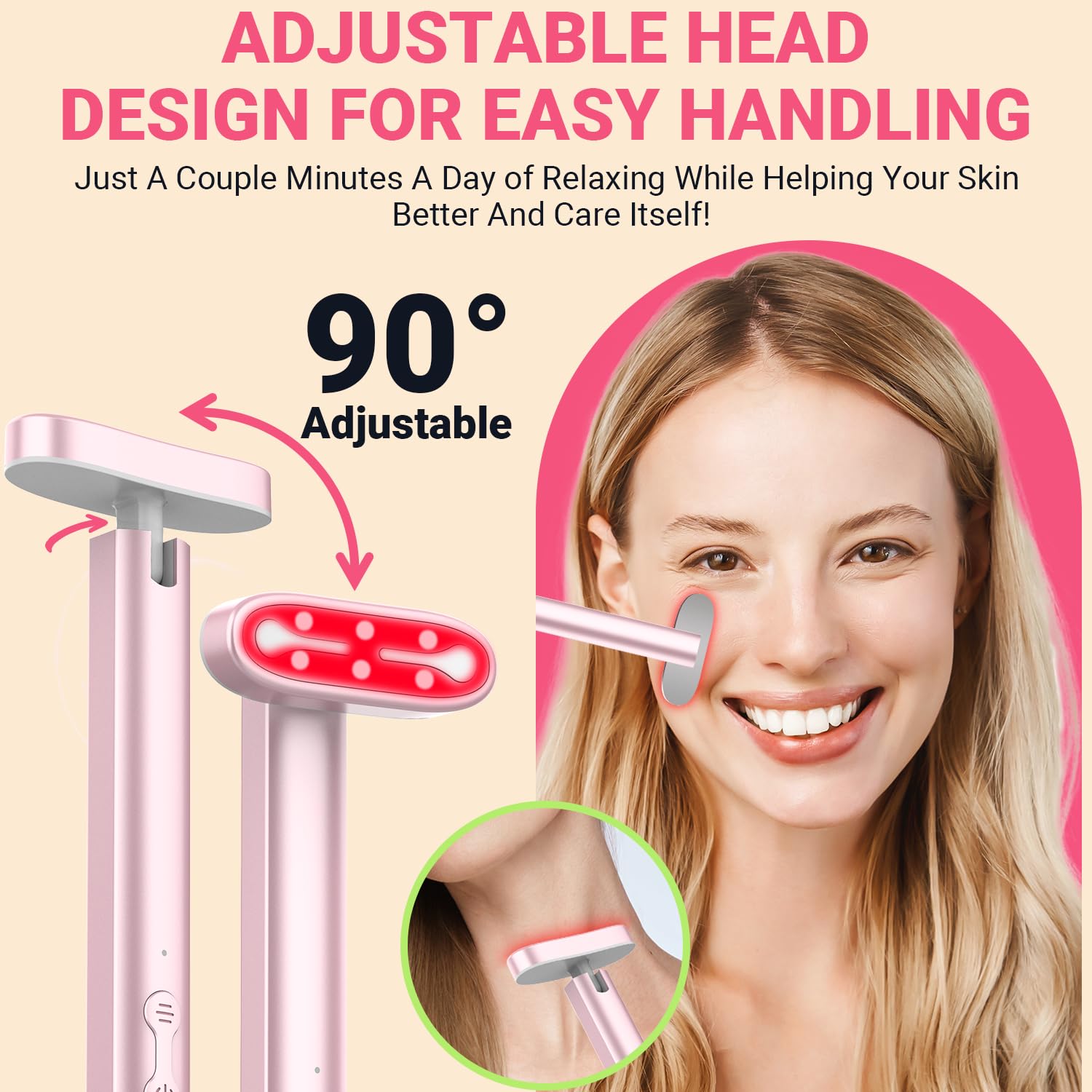 Acne Light Therapy Wand Red Light Therapy for Face - LED Facial Skin Red Blue Light Therapy Wand Device at Home