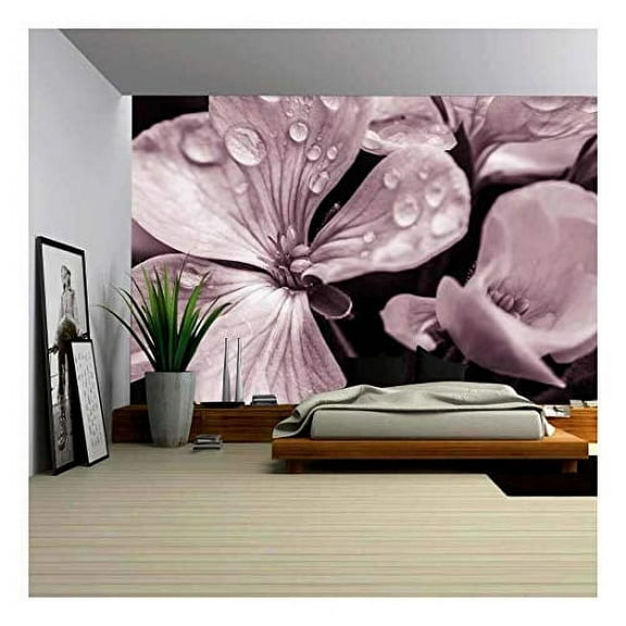 wall26 - Flower with Raindrops - Removable Wall Mural | Self-Adhesive Large Wallpaper - 66x96 inches