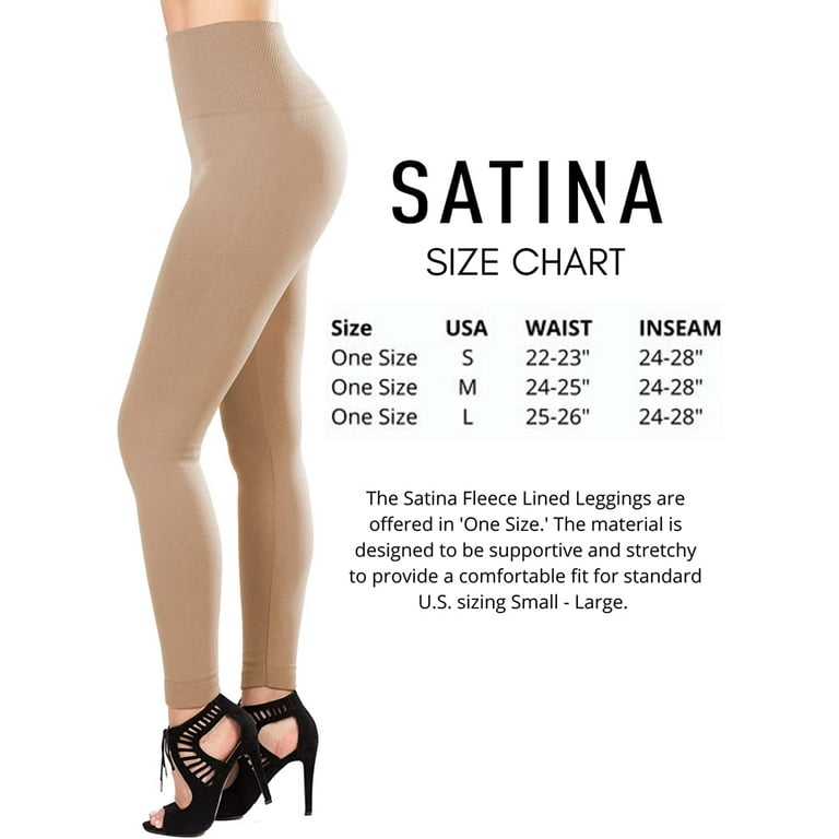 Satina Fleece Lined Leggings High Waist Compression Slimming Warm Opaque  Tights (One Size, Khaki) 