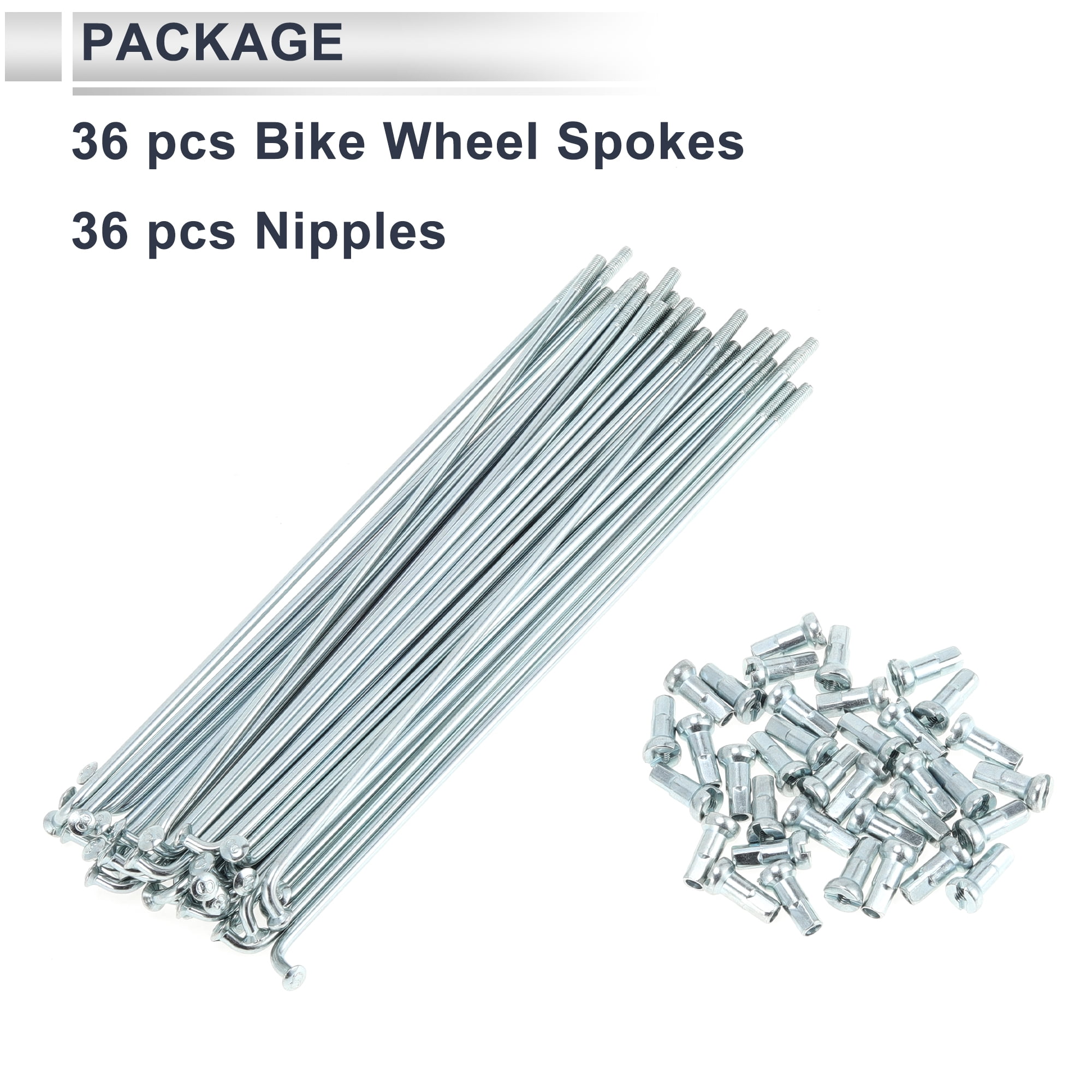Unique Bargains 36Pcs Universal 12G Bike Wheel Spokes Carbon Steel Galvanized Silver 5.98"