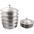 thumbnail image 1 of Mayur Export Vaisselle de Communion en Acier Inoxydable 5 Plateaux de Service de Vin Sacré avec Couvercle & 3 Assiettes à Pain Empilables avec Couvercle - (Mat), 1 of 5