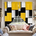 thumbnail image 2 of Yellow Black Swag Curtain Valance for Windows, Geometric Contemporary Abstract Color Block Window Treatments Short Swag Topper for Kitchen Windows Bathroom Bedroom, 36"x45", 2 of 8