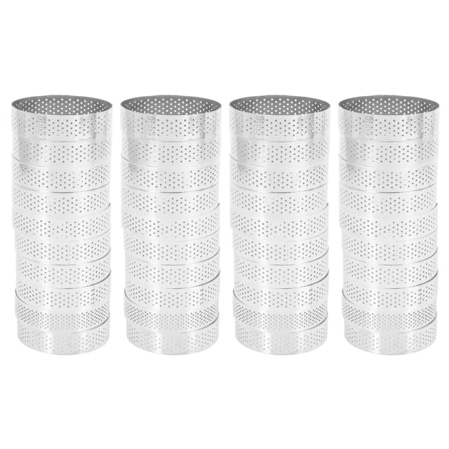 40 Pcs Circular Stainless Steel Tart Ring Tower Pie Cake Mould Baking Tools Perforated Cake Mousse Ring,8cm