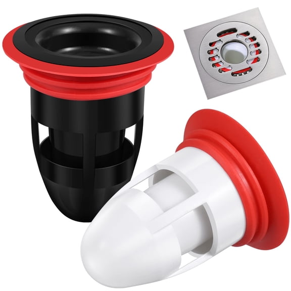 2pcs Shower Floor Drain Backflow Preventer, Waste Water Drainer Valve Sewer Core Plug Gas Sealer for Kitchen (Black, White)