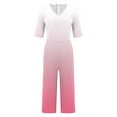thumbnail image 5 of ABATAB Womens Summer Jumpsuits V Neck Half Sleeve Dressy Rompers Casual Gradient One Piece Wide Leg Outfits with Pockets, 5 of 5