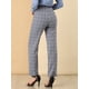 thumbnail image 5 of Pantalones a cuadros casuales para mujer, bolsillos, pierna recta, trabajo, oficina, pantalones Gris oscuro L, 5 of 6