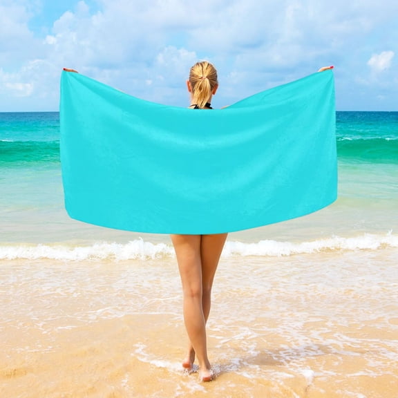 Ryvnso Turquoise Oversized Beach Towel Microfiber Bath Blankets Swimming Fitness 37" x 74"