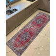 thumbnail image 3 of Red Rug, Navy Blue Rug, Ethnic Pattern Rug, Antique Decor Rug, Turkish Rug, Non Slip Rug, Accent Rug, Area Rug, Thin Rug, Home Decor Rug, 3.3'x9.2' - 100x280 cm, 3 of 8