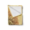 thumbnail image 2 of Safari Soft Flannel Fleece Blanket, Zodiac Lion Baroque Motifs on Grunge Aged Background Pride Sign Astrology Theme, Cozy Plush for Indoor and Outdoor Use, 60" x 80", Yellow Orange, by Ambesonne, 2 of 6