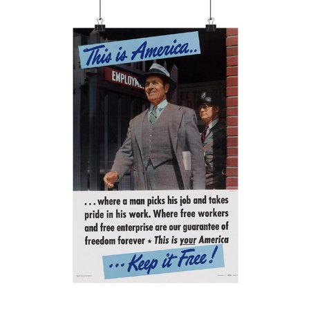 WW2 American Nationalism Workers Rights Keep It Free Enterprise 1942 Poster