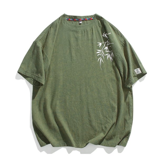 Tops para hombre, blusas y camisas de manga corta con cuello redondo para hombre. Camiseta/camisa holgada de lino con cuello redondo y manga corta estampada para hombre. Tops para hombre.