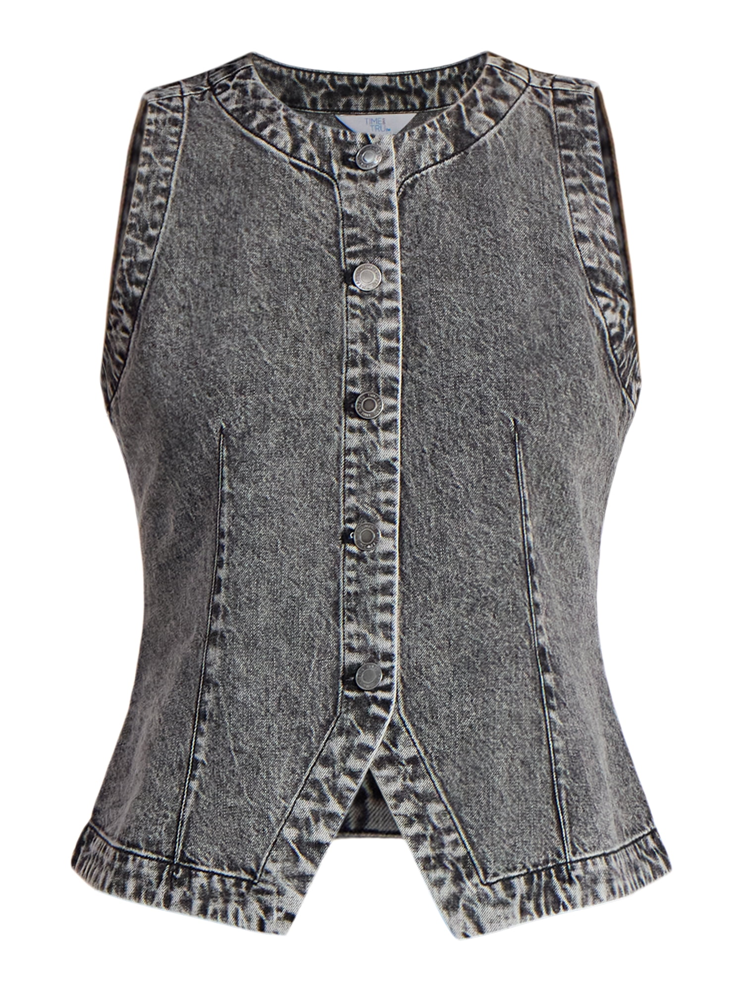 Time and Tru Women's Button Up Denim Vest, Sizes XS-XXXL