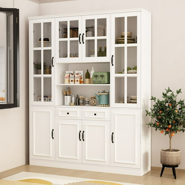 Bed Bath Beyond 78.7 x 63 Large Storage Cabinet Display Sideboard Bookcase with Glass Doors Walmart Business Supplies