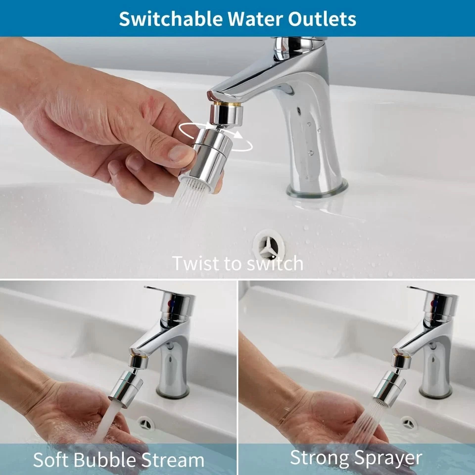 CRESTIN- Faucet Aerator,360° Swivel Kitchen Sink Aerator, 2-Flow Sprayer Stainless Steel