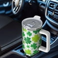 thumbnail image 4 of 1pc Shamrock 40oz Tumbler with Straw & Handle - Insulated Stainless Steel Cup | Holiday Gift for Man Women (Christmas, Valentine's, Birthday), 4 of 5