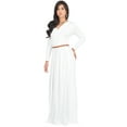 thumbnail image 5 of KOH KOH Long Sleeve Modest Fall Winter Evening Flowy Empire Waist Full Floor Length Cocktail Formal V-Neck Tall Maxi Dress Gown Abaya For Women Ivory White Small US 4-6 NT021, 5 of 7