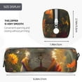 thumbnail image 3 of Cauagu Sunshine Flower Meditating Cat Print Leather Pencil Pen Case - Stationery Bag Portable Stationery Bag Big Capacity Pencil Pouch Cosmetic Organizer Bag for Men & Women, 3 of 7
