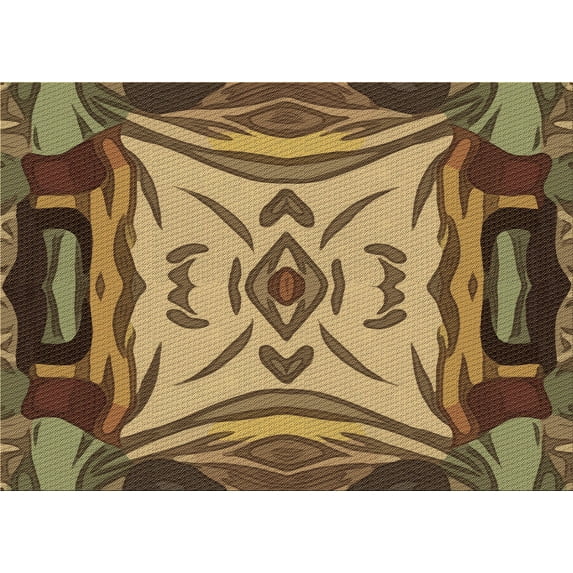 Ahgly Company Indoor Rectangle Patterned GoldenRod Gold Area Rugs, 7' x 9'